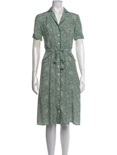 Pre-owned Hvn Silk Midi Length Dress In Green
