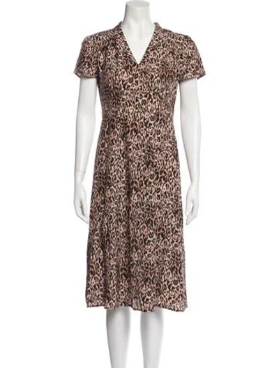 Pre-owned Hvn Silk Midi Length Dress In Multi