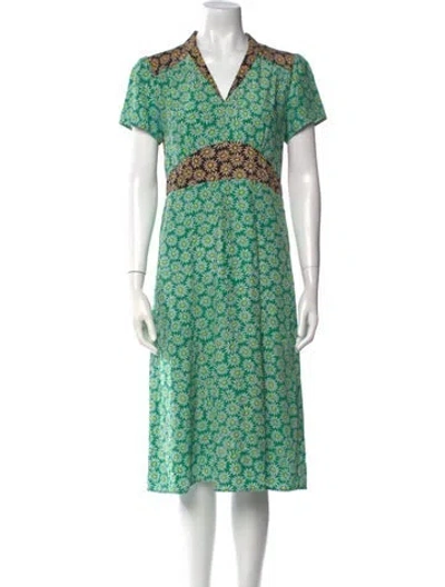 Pre-owned Hvn Silk Midi Length Dress In Multi