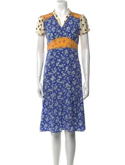 Pre-owned Hvn Silk Midi Length Dress In Multi