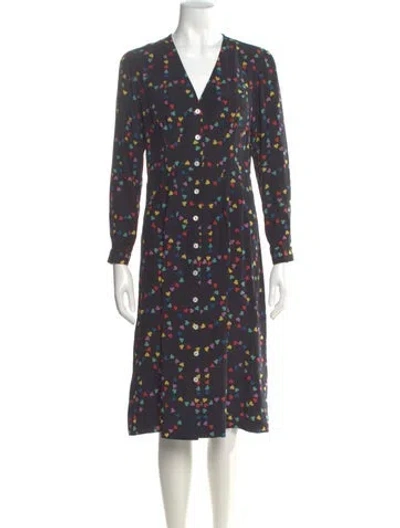 Pre-owned Hvn Silk Midi Length Dress In Multi