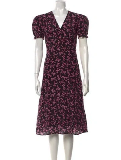 Pre-owned Hvn Silk Midi Length Dress In Multicolor