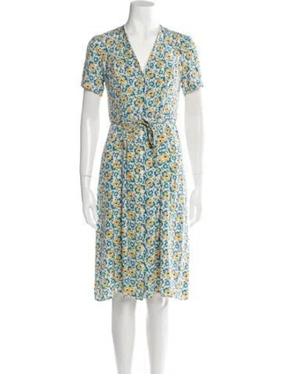 Pre-owned Hvn Silk Midi Length Dress In Neutral