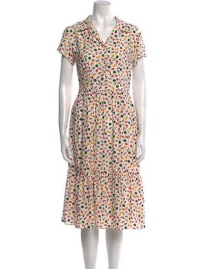 Pre-owned Hvn Silk Midi Length Dress In Neutral