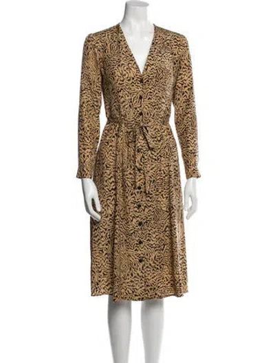 Pre-owned Hvn Silk Midi Length Dress In Neutral