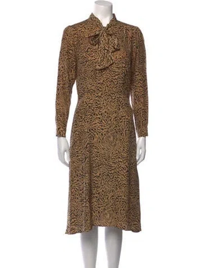 Pre-owned Hvn Silk Midi Length Dress In Neutral