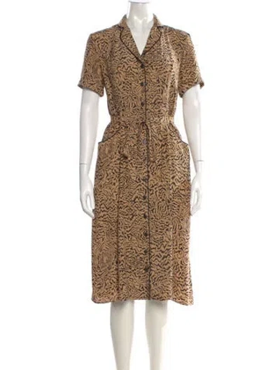 Pre-owned Hvn Silk Midi Length Dress In Neutral