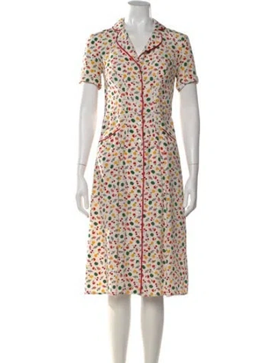 Pre-owned Hvn Silk Midi Length Dress In Neutral