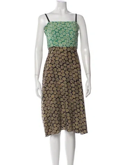 Pre-owned Hvn Silk Midi Length Dress In Neutral
