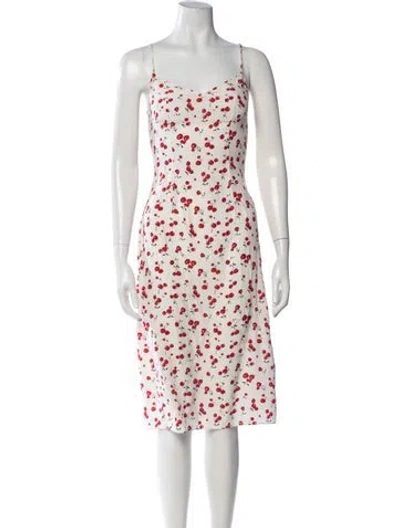 Pre-owned Hvn Silk Midi Length Dress In Neutrals