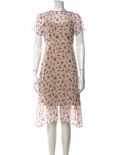 Pre-owned Hvn Silk Midi Length Dress In Neutrals