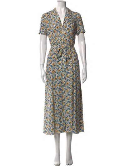 Pre-owned Hvn Silk Midi Length Dress In Neutrals