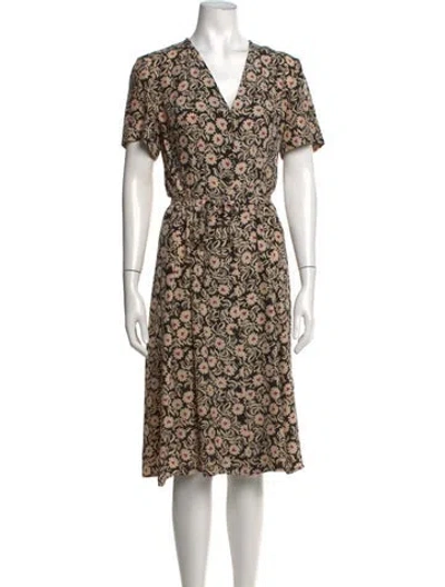 Pre-owned Hvn Silk Midi Length Dress In Neutrals