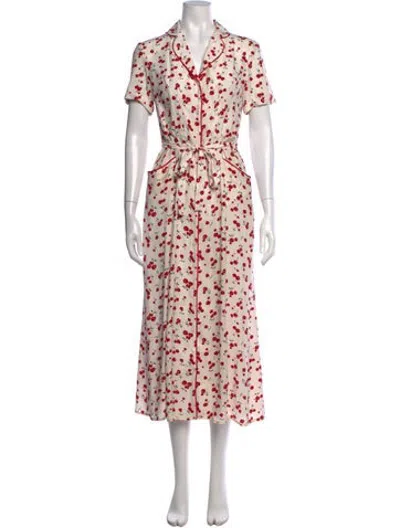 Pre-owned Hvn Silk Midi Length Dress In Neutrals