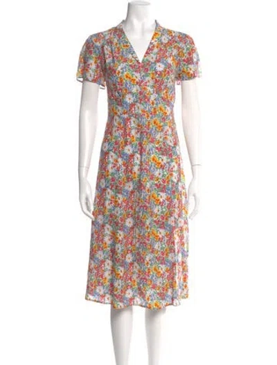 Pre-owned Hvn Silk Midi Length Dress In Orange