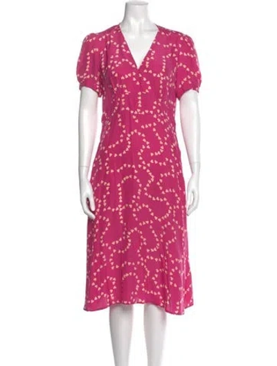 Pre-owned Hvn Silk Midi Length Dress In Pink