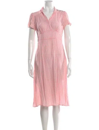 Pre-owned Hvn Silk Midi Length Dress In Pink