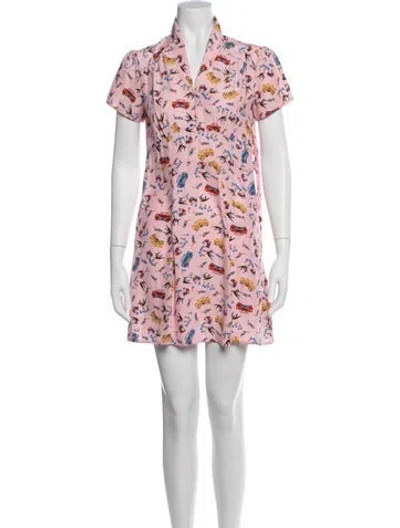 Pre-owned Hvn Silk Midi Length Dress In Pink