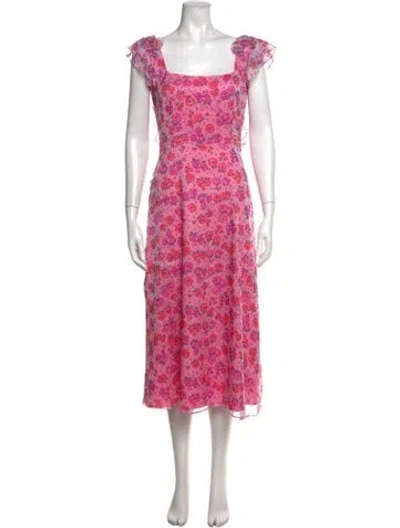 Pre-owned Hvn Silk Midi Length Dress In Pink