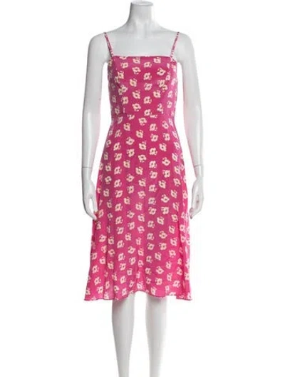 Pre-owned Hvn Silk Midi Length Dress In Pink
