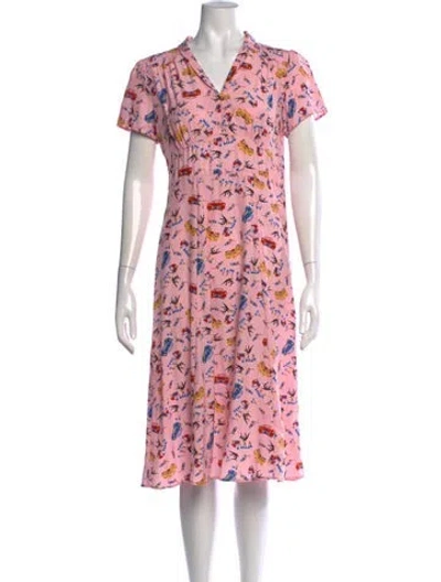 Pre-owned Hvn Silk Midi Length Dress In Pink