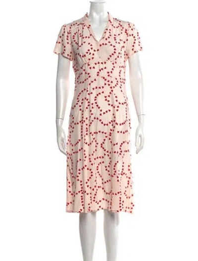 Pre-owned Hvn Silk Midi Length Dress In Pink