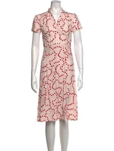 Pre-owned Hvn Silk Midi Length Dress In Pink
