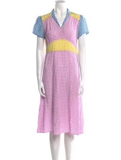 Pre-owned Hvn Silk Midi Length Dress In Purple