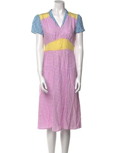 Pre-owned Hvn Silk Midi Length Dress In Purple