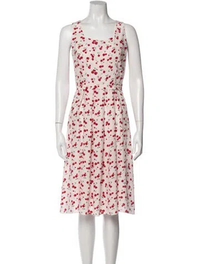 Pre-owned Hvn Silk Midi Length Dress In Red