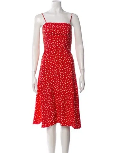 Pre-owned Hvn Silk Midi Length Dress In Red