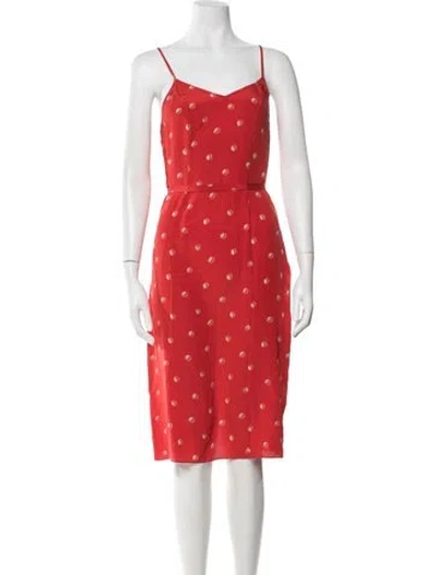 Pre-owned Hvn Silk Midi Length Dress In Red