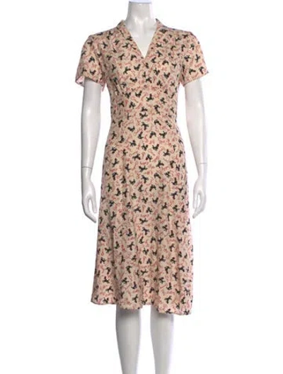 Pre-owned Hvn Silk Midi Length Dress W/ Tags In Neutral