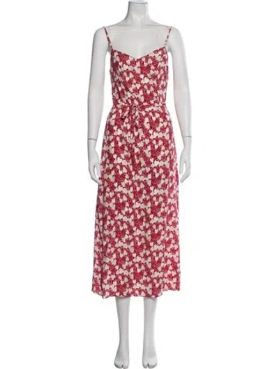 Pre-owned Hvn Silk Midi Length Dress W/ Tags In Red