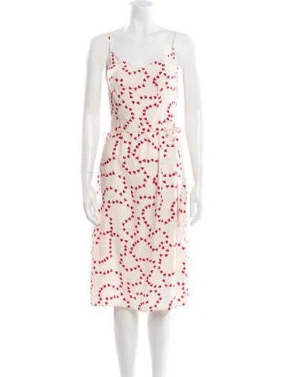Pre-owned Hvn Silk Midi Length Dress In White