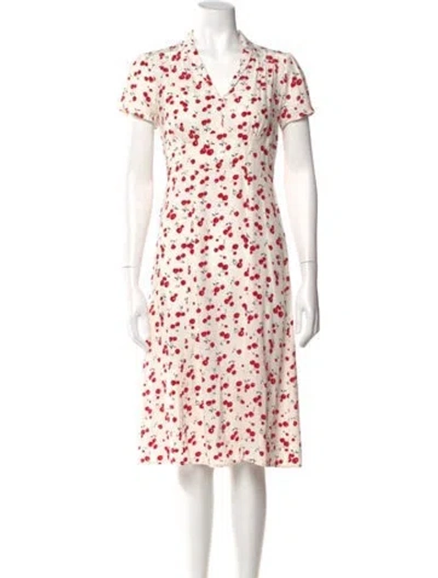 Pre-owned Hvn Silk Midi Length Dress In White