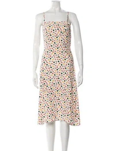 Pre-owned Hvn Silk Midi Length Dress In White