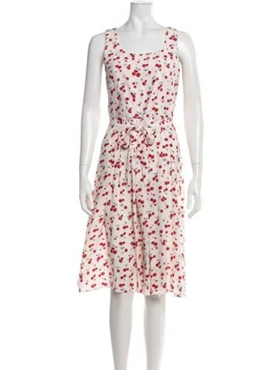 Pre-owned Hvn Silk Midi Length Dress In White