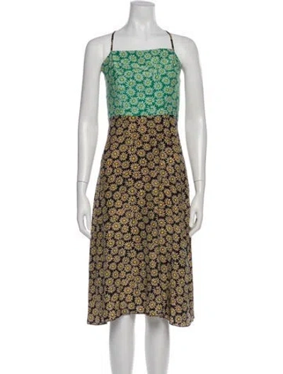 Pre-owned Hvn Silk Midi Length Dress In Yellow
