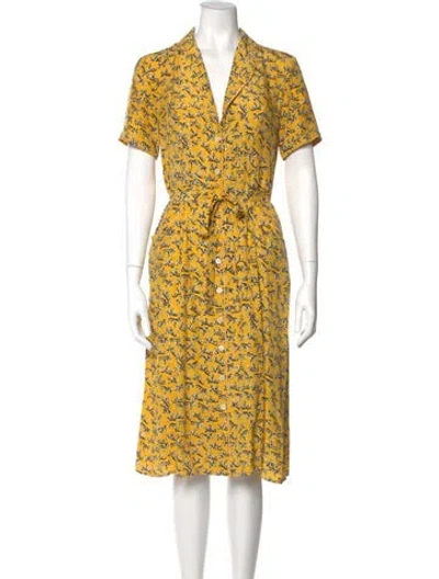 Pre-owned Hvn Silk Midi Length Dress In Yellow