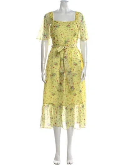 Pre-owned Hvn Silk Midi Length Dress In Yellow