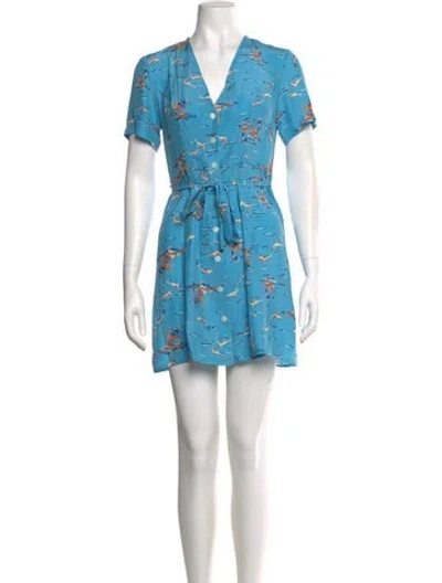 Pre-owned Hvn Silk Mini Dress In Blue