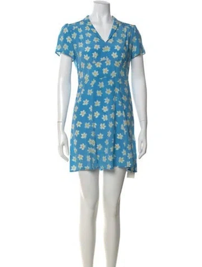 Pre-owned Hvn Silk Mini Dress In Blue