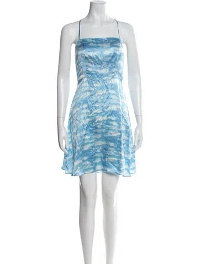 Pre-owned Hvn Silk Mini Dress In Blue