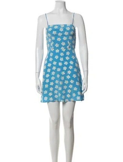 Pre-owned Hvn Silk Mini Dress In Blue