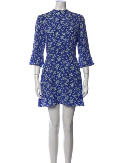 Pre-owned Hvn Silk Mini Dress In Blue