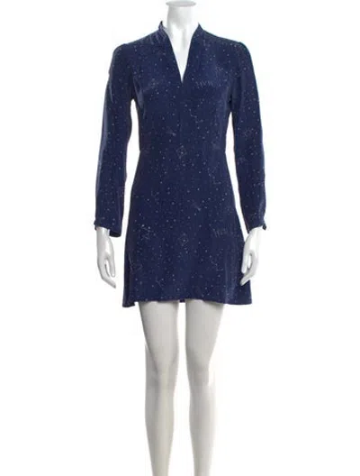 Pre-owned Hvn Silk Mini Dress In Blue