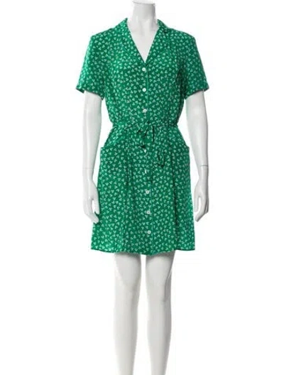Pre-owned Hvn Silk Mini Dress In Green