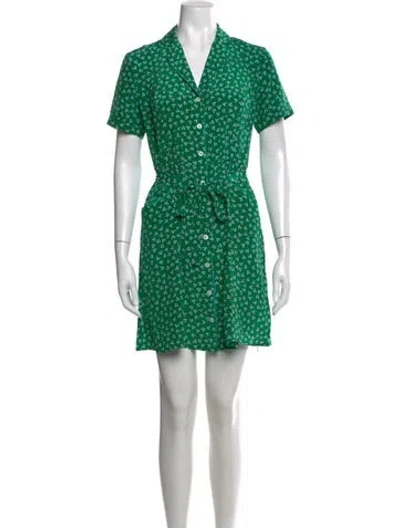 Pre-owned Hvn Silk Mini Dress In Green