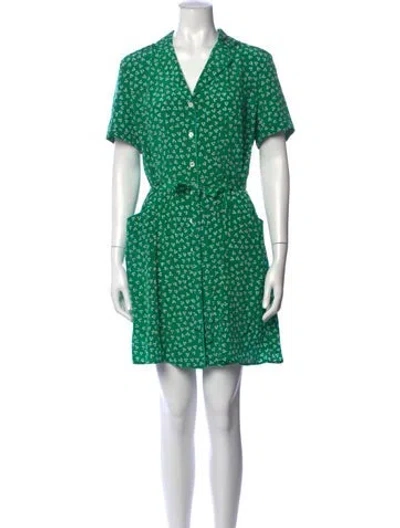 Pre-owned Hvn Silk Mini Dress In Green